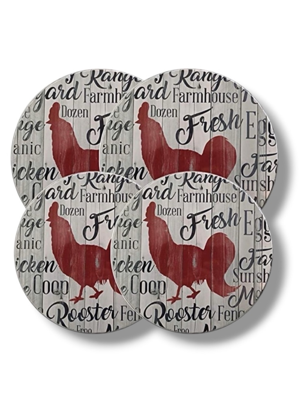 Range Kleen Burner Covers Farmhouse Rooster Decor Chicken Red White 4 Pc